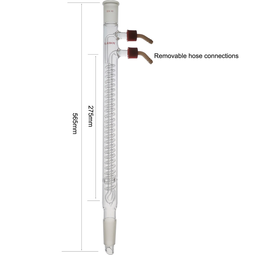 Laboy Glass Reflux Condenser With Removable Hose Connections