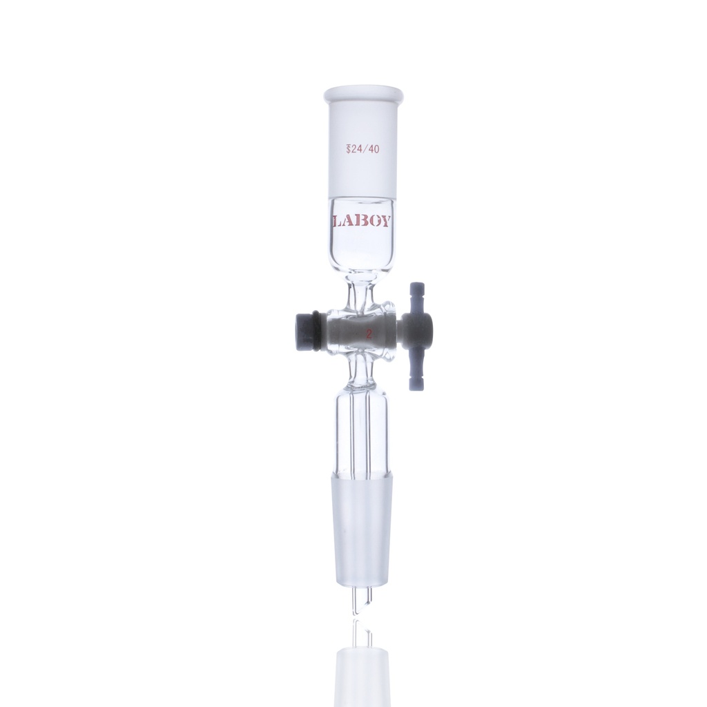 Laboy Glass Vacuum Flow-Control Adapter With PTFE Stopcock And Two Joints