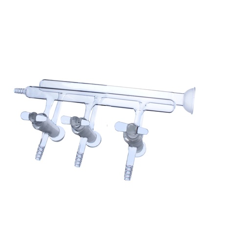Laboy Glass Double Manifold With Hollow  Glass Stopcock And Spherical Joint At Right