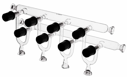 [HMM013101] Laboy Glass Double Bank Vacuum Gas Manifold with 15# O-Ring Joints and High Vacuum Valves